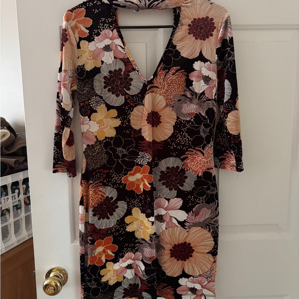 Floral V-Neck Dress - Multicolor